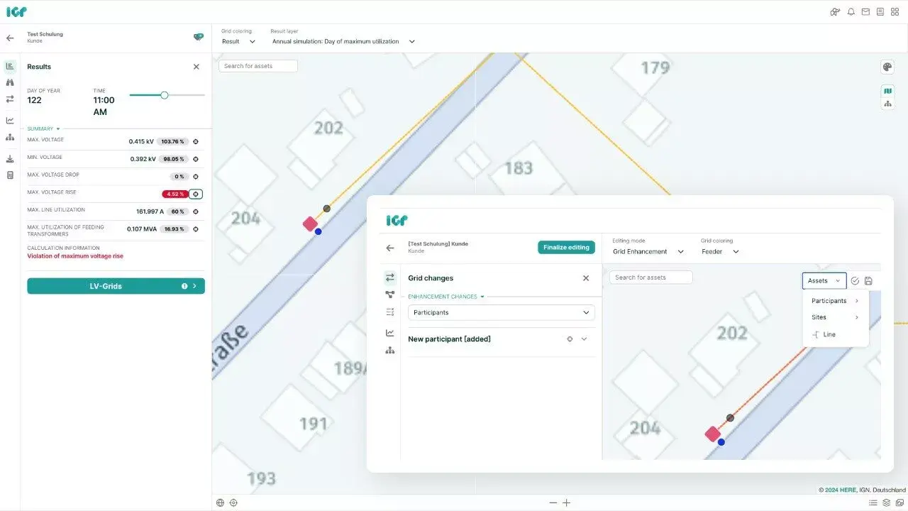 Direct interface to grid planning